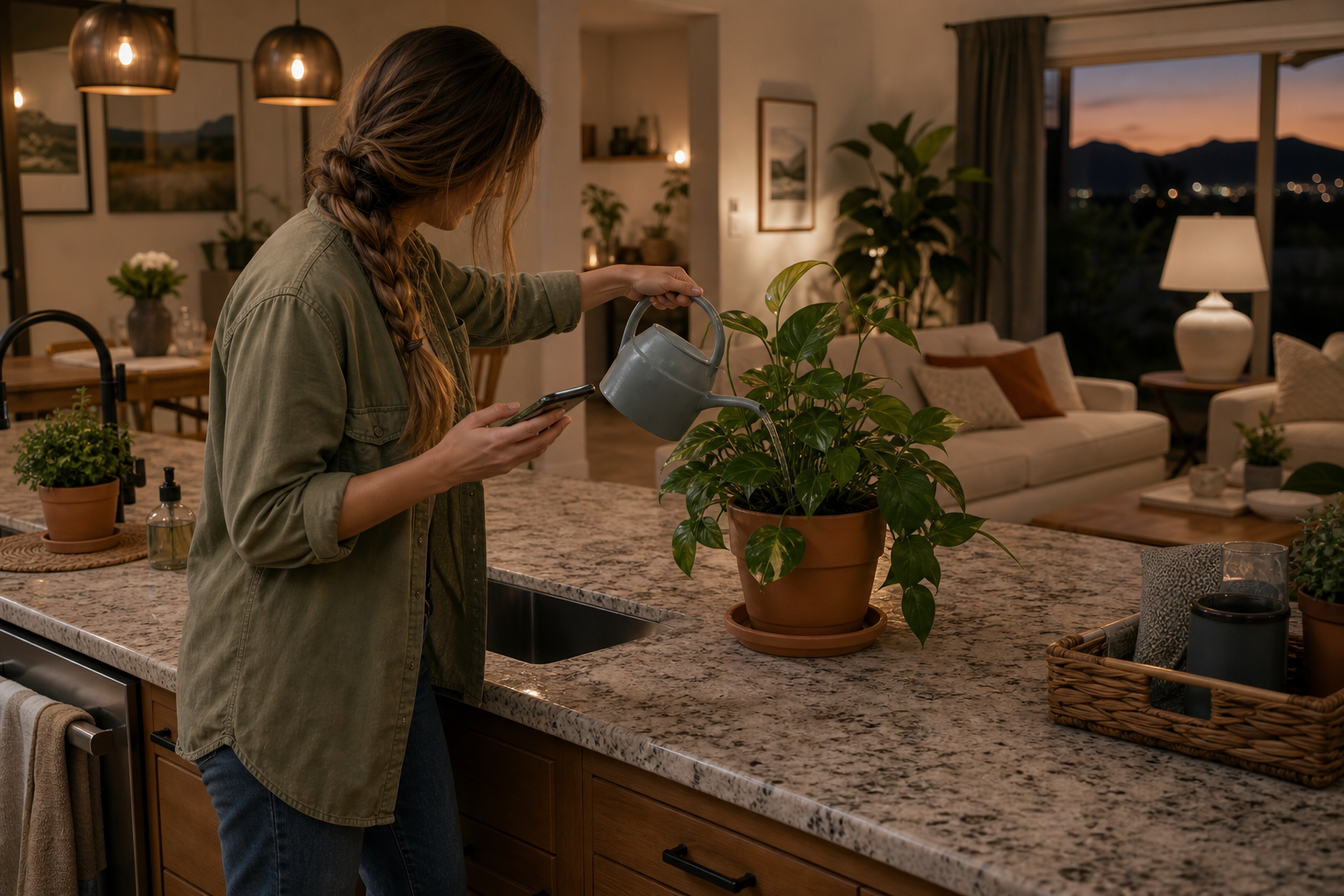 Overnight house sitting with indoor plant care in a warm home